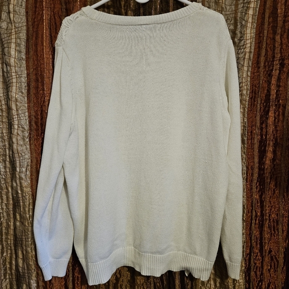 Lane Bryant-Cream Pullover Sweater with Lace Front Overlay-Plus Size 18/20 - Picture 2 of 6